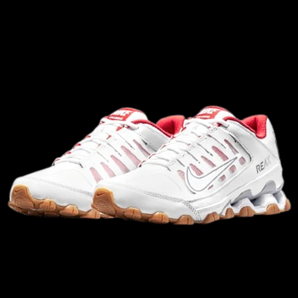 Nike Reax 8 TR Running Mens White Wolf Grey Red Gum Brown